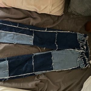 Multicolor blue flare jeans